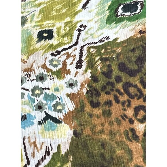 Chicos Silk Poncho Top S/M Green Paisley Animal Print Artsy Lightweight Beaded - Picture 7 of 12